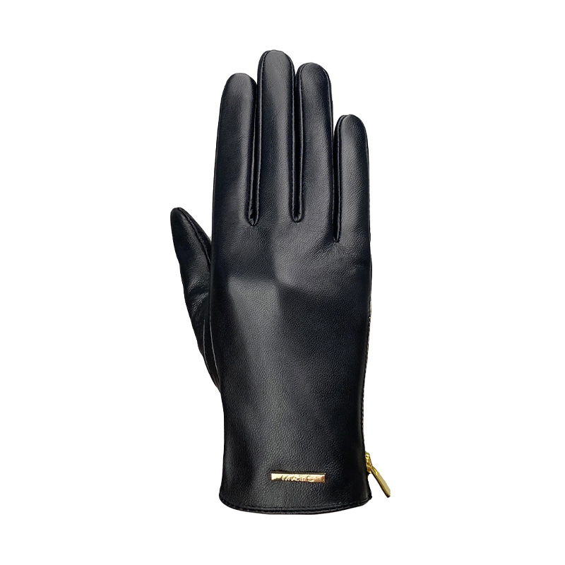 Leather Driving Glove - 女性用ファッションスリムフィットトップレイヤーシープスキンレザーグローブ、フリース裏地付き、厚手で暖かく、タッチスクリーン対応、運転や乗馬に最適、秋冬用