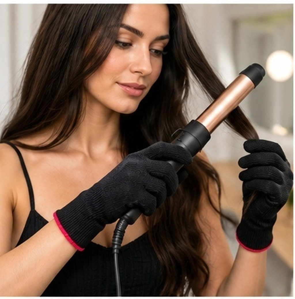 Heat Resistant Glove - 6個入り、耐熱性ヘアスタイリンググローブ。伸縮性があり、繰り返し使用可能。カールアイロン、ストレートアイロン、ヘアスタイリングツール用の保護・断熱グローブ。