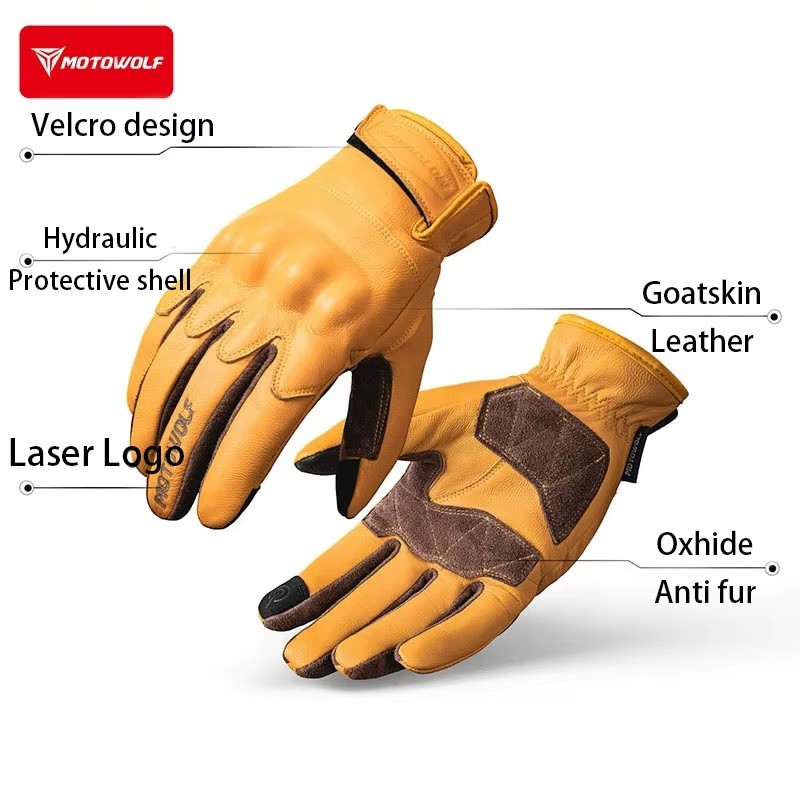 革製オートバイグローブ レトロライディンググローブ ヴィンテ - Motorcycle Glove Knuckle のレビューと価格