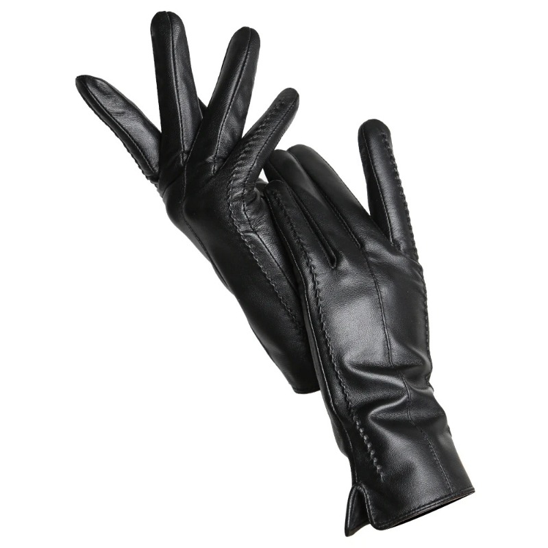 女性のシープスキン手袋冬暖かいプラスベルベットショート薄型タ - Leather Driving Glove のレビューと価格