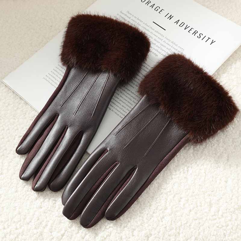 高級感のあるレディース用冬用PUレザーグローブ。柔らかいフェ - Leather Driving Glove のレビューと価格