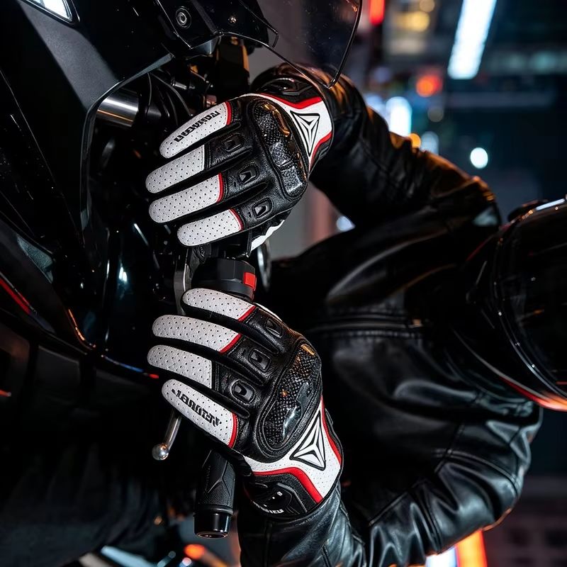 本革製バイクグローブ、指全体を覆うタイプ、カーボンファイバー - Motorcycle Glove Knuckle のレビューと価格
