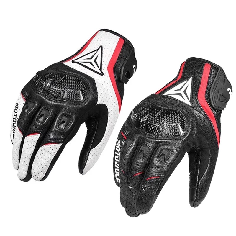 本革製バイクグローブ、指全体を覆うタイプ、カーボンファイバー - Motorcycle Glove Knuckle のレビューと価格